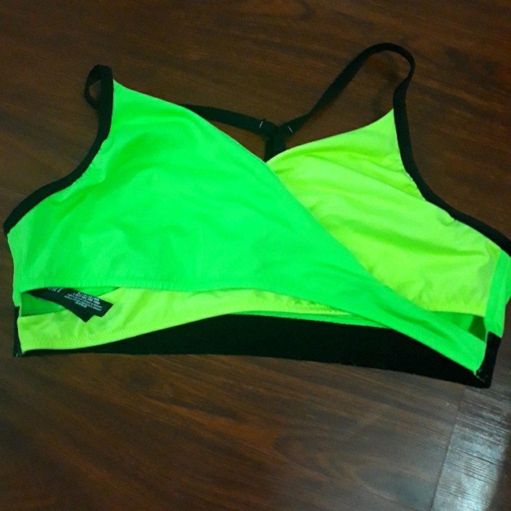 PINK Victoria's Secret Lime and Black Bikini Top